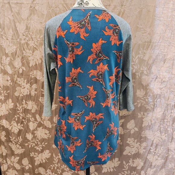 LuLaRoe Floral Randy Baseball Tee, Size Small, Used - Picture 4 of 5